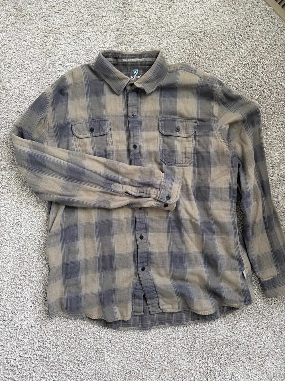 Kuhl Men's Brown and Gray Plaid Button-Down Shirt - Picture 4 of 7
